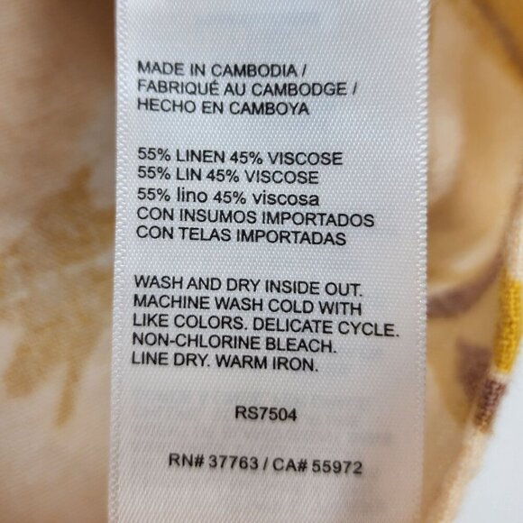 Rafaella Womens shirt Tropical Print Button-Down linen  Short Sleeve Size L - Picture 3 of 8